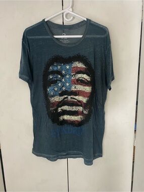 Liquid Blue Jimi Hendrix Womens Large Tee with American Flag Thin
